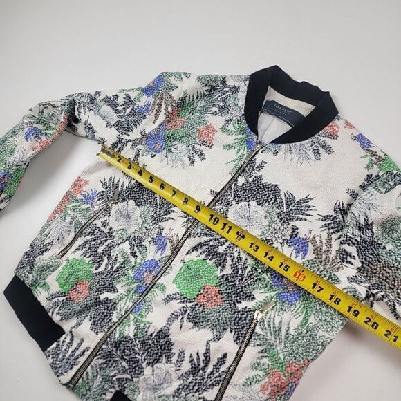 Zara Floral Bomber Jacket Full Zip Multicolor Womens sz Medium - Picture 13 of 13